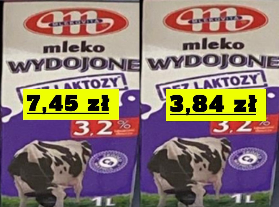 Mleko w 2 cenach